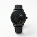 All-Black Multi-Function Watch – Classic Leather Strap