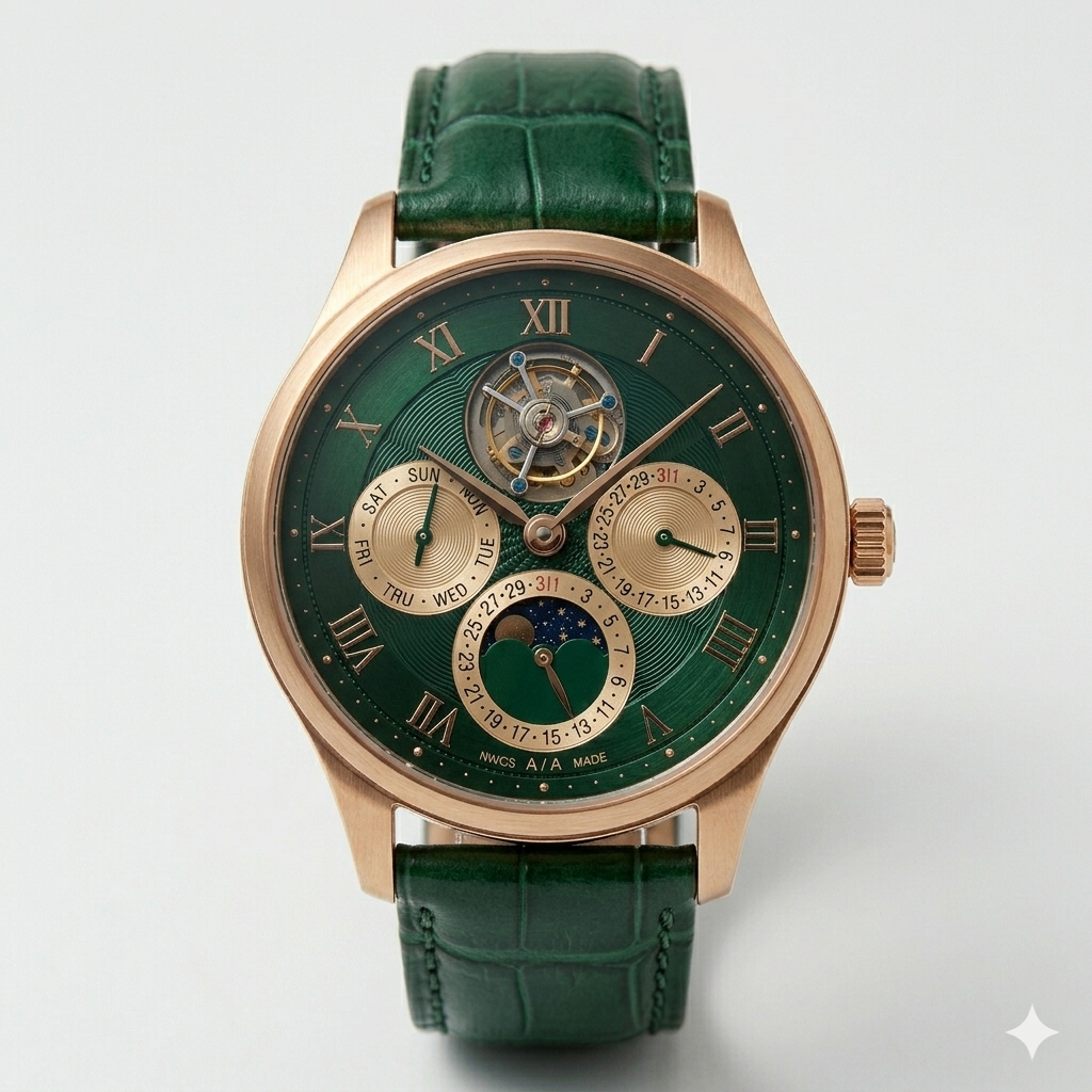 Green Dial Multi-Function Watch – Rose Gold Case