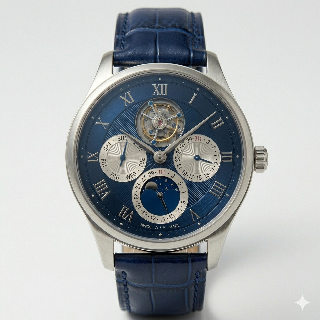 Blue Dial Multi-Function Watch – Silver Case