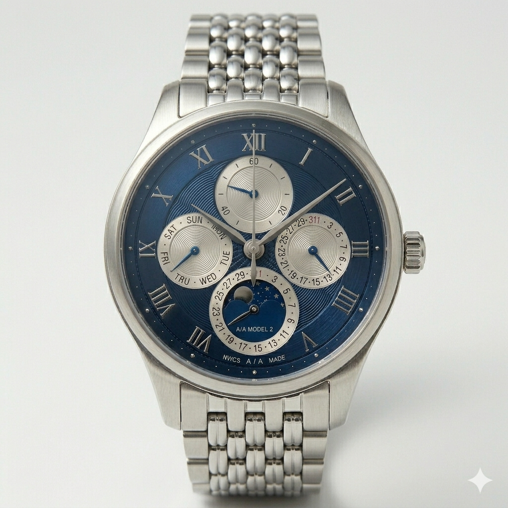 Blue Dial Multi-Function Watch – Stainless Steel Strap