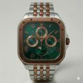 Square Green Dial Multi-Function Watch – Two-Tone Steel