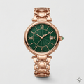 Round Green Dial Watch – Rose Gold Metal Strap