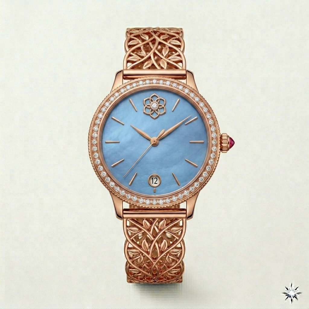 Sky Blue Diamond Luxe Rose Gold Watch