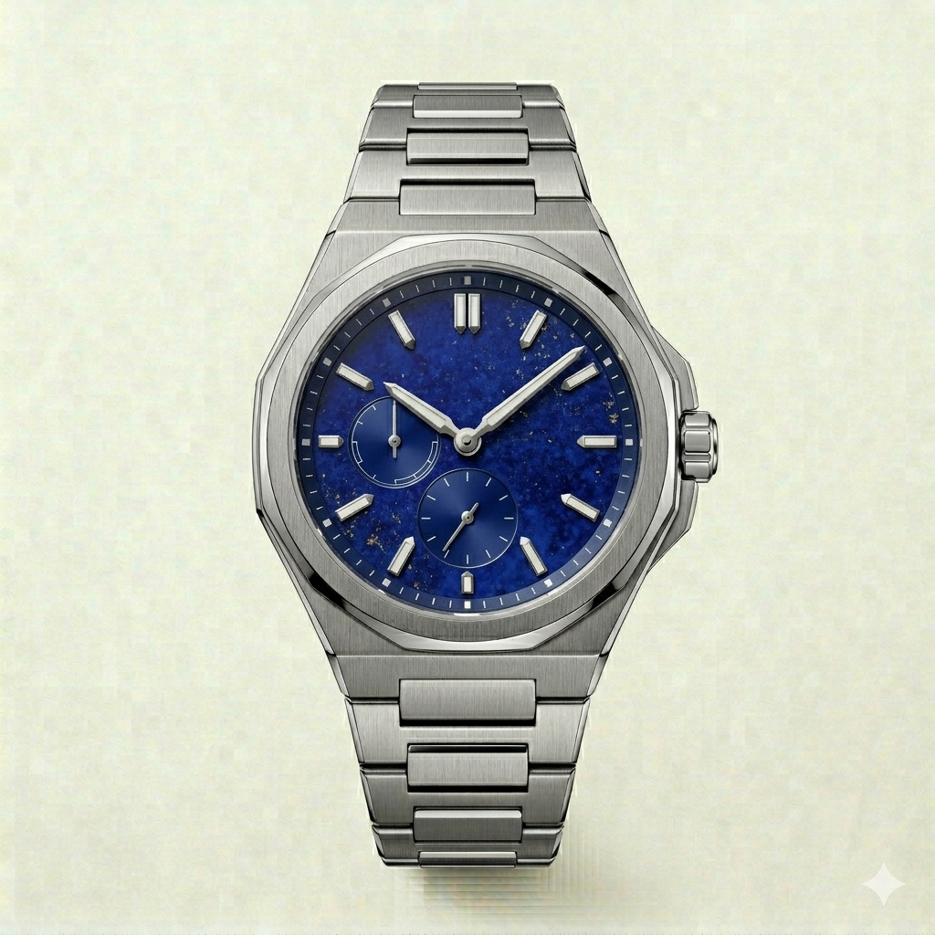 Blue Textured Dial Multi-Function Watch