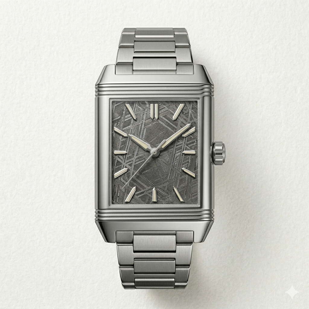 Rectangular Steel Watch – Textured Grey Dial