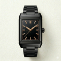Black Square Dial Steel Watch