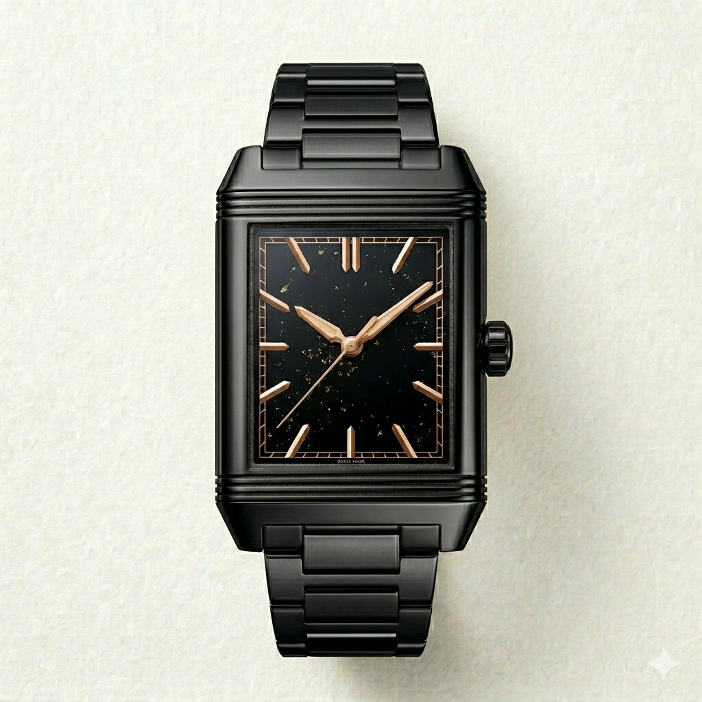 Black Square Dial Steel Watch