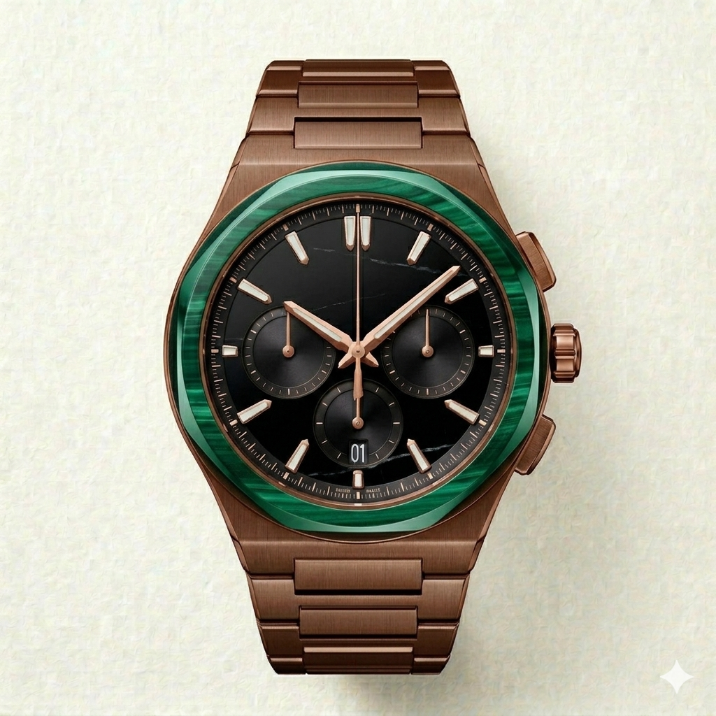 Green Bezel Chronograph Steel Watch