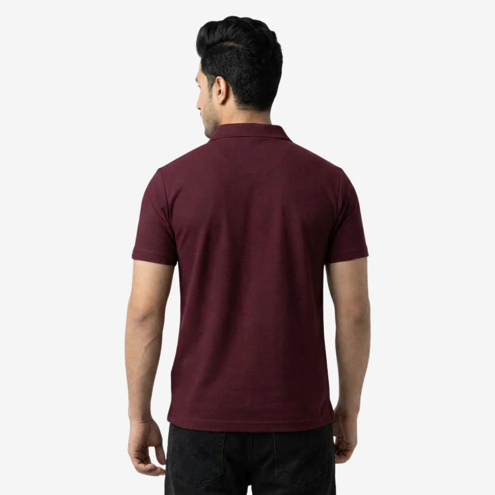 Men's Solid Polo Half-Sleeve T-Shirt (Wine)