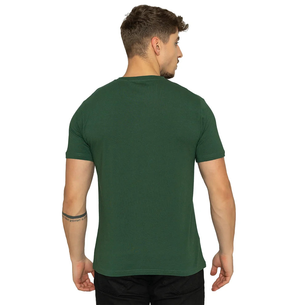 Forest Green Round Neck Half Sleeves T-Shirt for Men